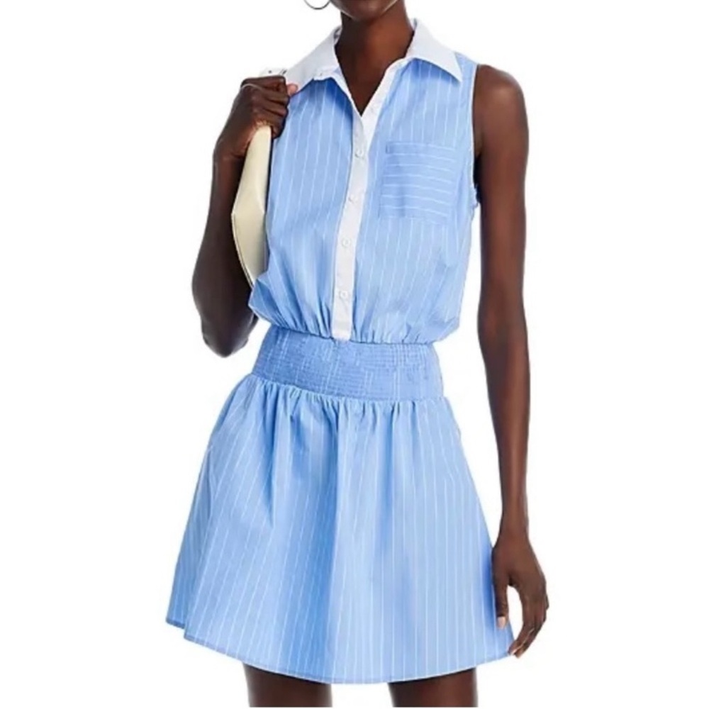 Aqua Blue and White Striped Dress
